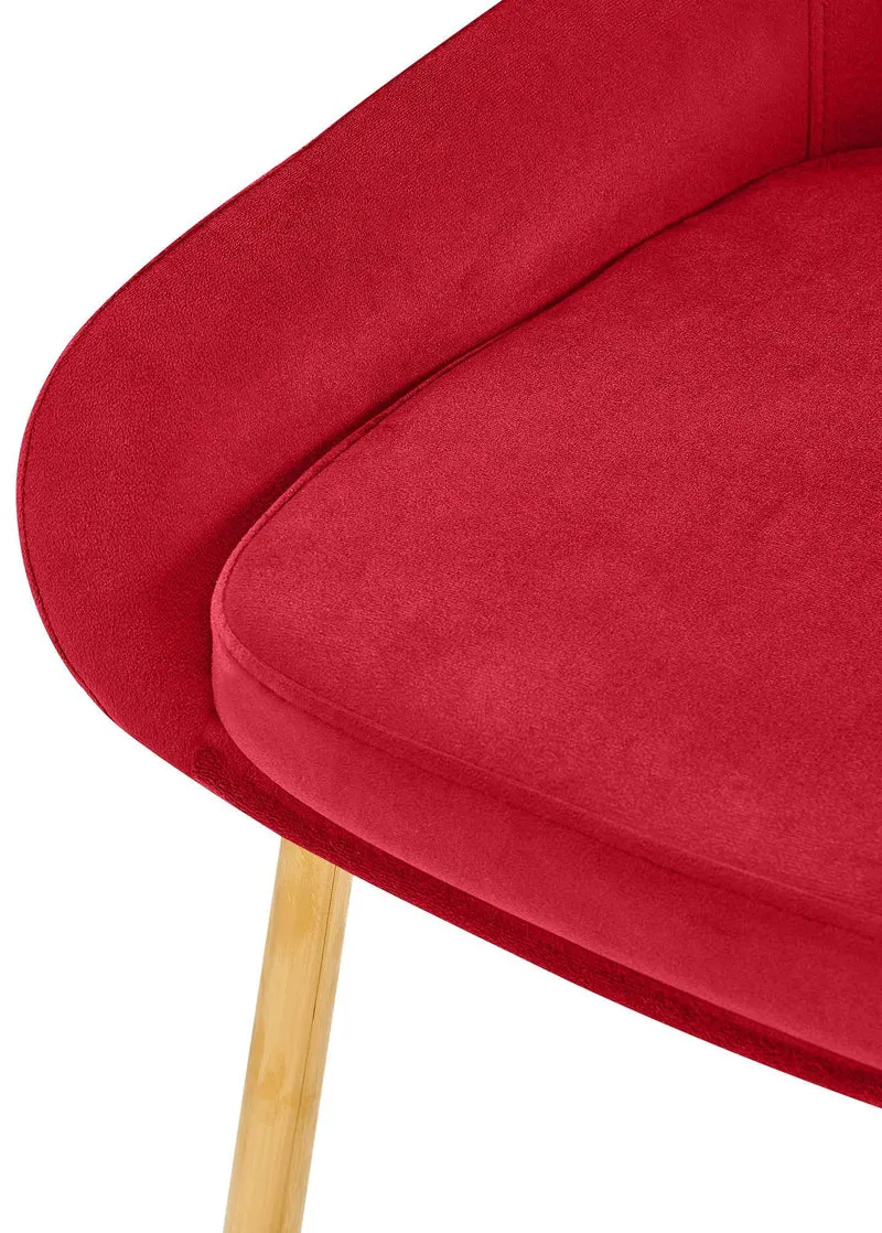 Chaise de salle à manger x1 élégance confort design moderne en velours rouge structure métallique doré 10_0007801