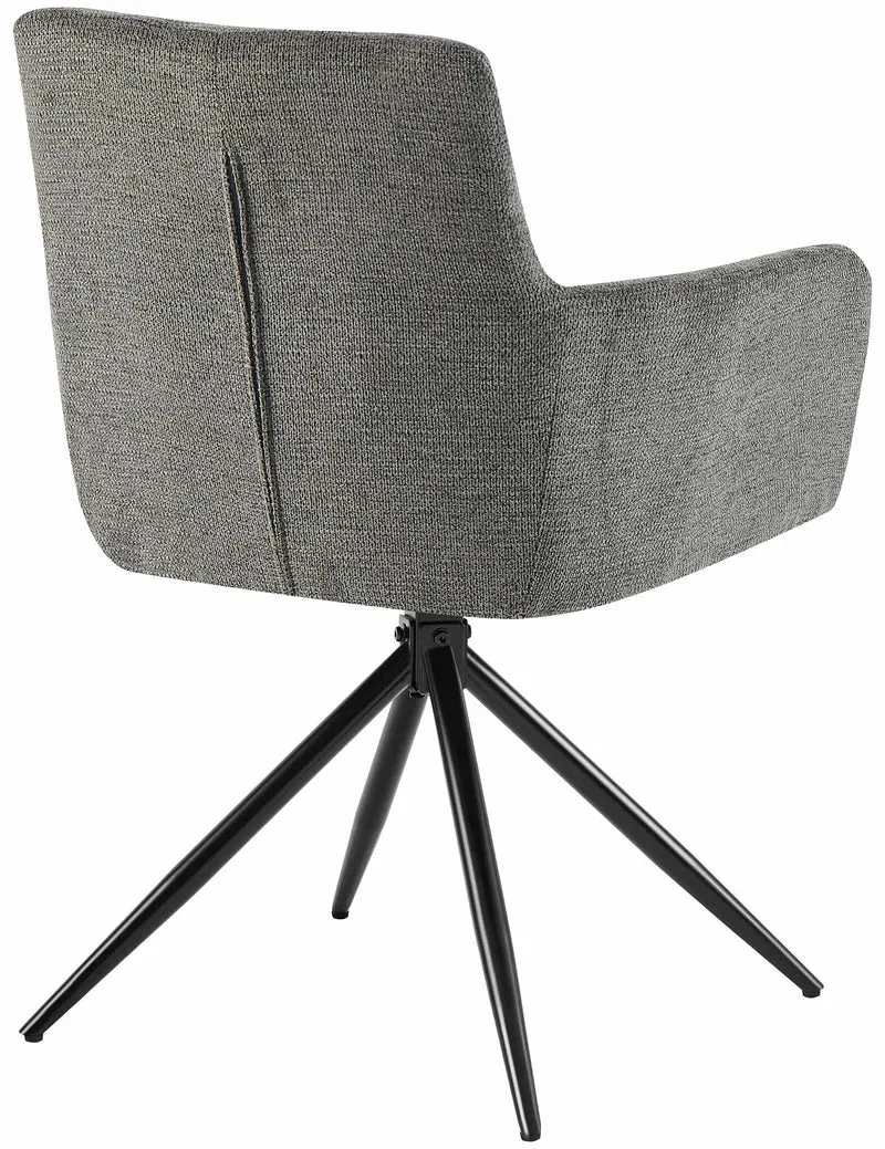 Chaise de salle à manger x1 moderne et confort mécanisme de rotation à 180° en tissu gris foncé et métal 10_0007156
