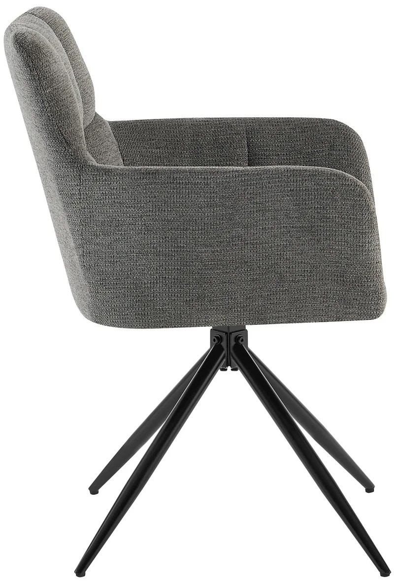 Chaise de salle à manger x1 moderne et confort mécanisme de rotation à 180° en tissu gris foncé et métal 10_0007156