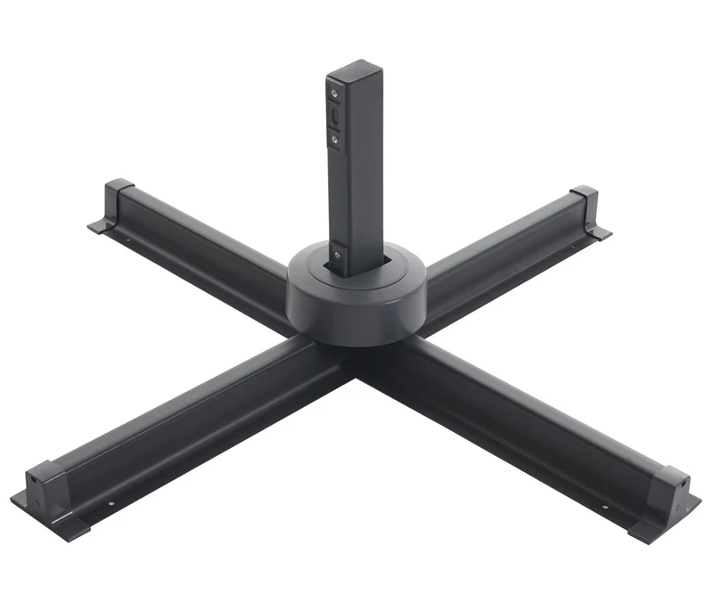 Parasol professionnel restaurant pour jardin terrasse 3x3m (Ø4,24m) pivotant, polyester aluminium/acier 23kg anthracite sans pied 04_0003291
