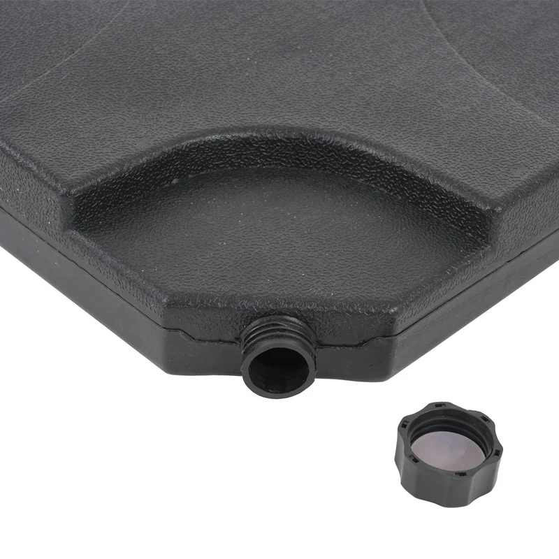 Parasol professionnel restaurant pour jardin terrasse 3x3m (Ø4,24m) pivotant, polyester aluminium/acier 23kg anthracite avec pied, rotatif 04_0003444