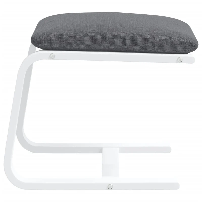 Repose-pieds tabouret 51 x 41 x 40 cm tissu gris et bois blanc DEC030297