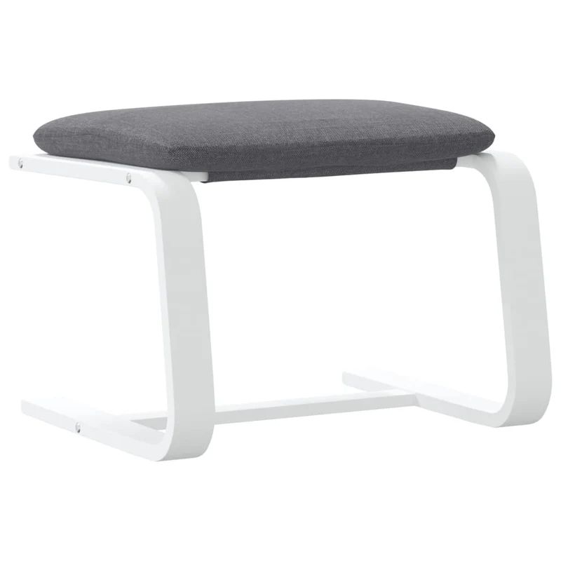 Repose-pieds tabouret 51 x 41 x 40 cm tissu gris et bois blanc DEC030297