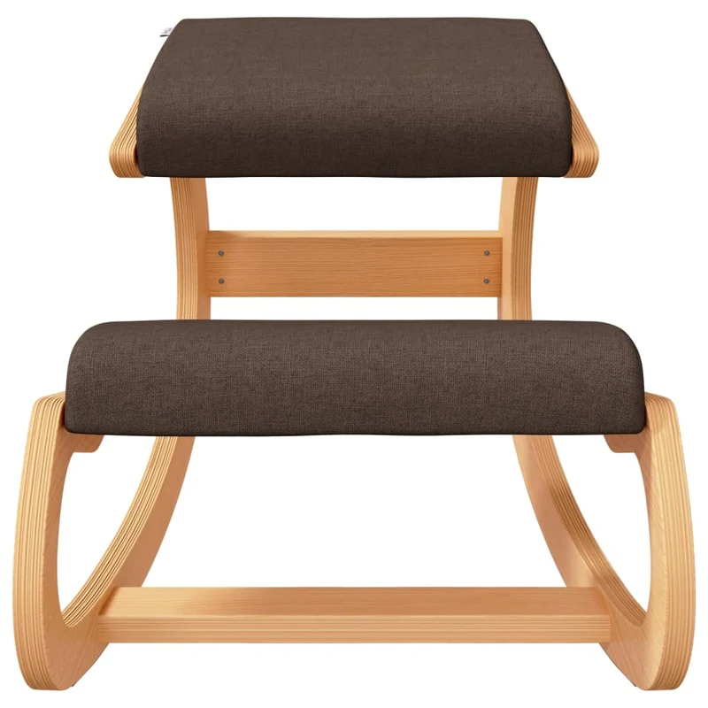 Tabouret chaise ergonomique siège assis genoux 55 x 84 x 55 cm contreplaqué de bouleau et tissu marron DEC028726