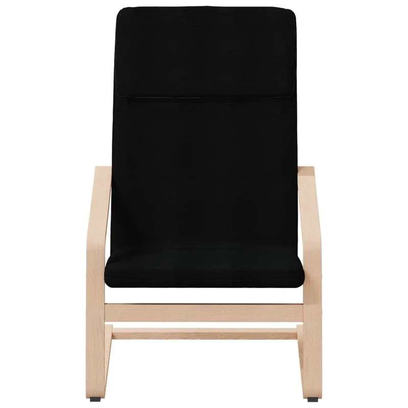 Fauteuil lounge chaise de canapé design moderne avec repose-pied en tissu noir et bois DEC026538
