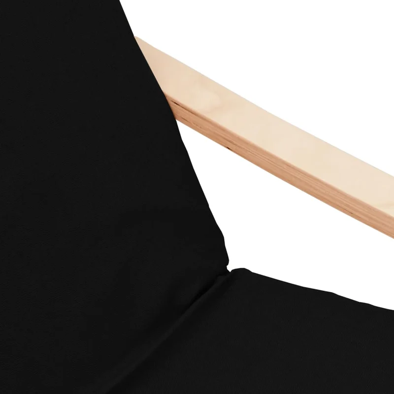 Fauteuil lounge chaise de canapé design moderne avec repose-pied en tissu noir et bois DEC026538