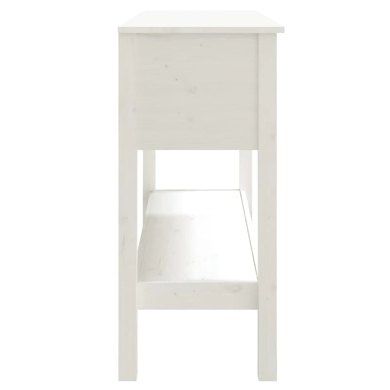 Table d'appoint console pratique avec tiroirs de rangement 100 x 35 x 75 cm bois de pin blanc DEC031676