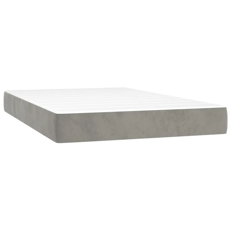 Cadre de lit LED avec sommier tête de lit matelas surmatelas 120x200 cm tissu velours gris clair TDL0207873