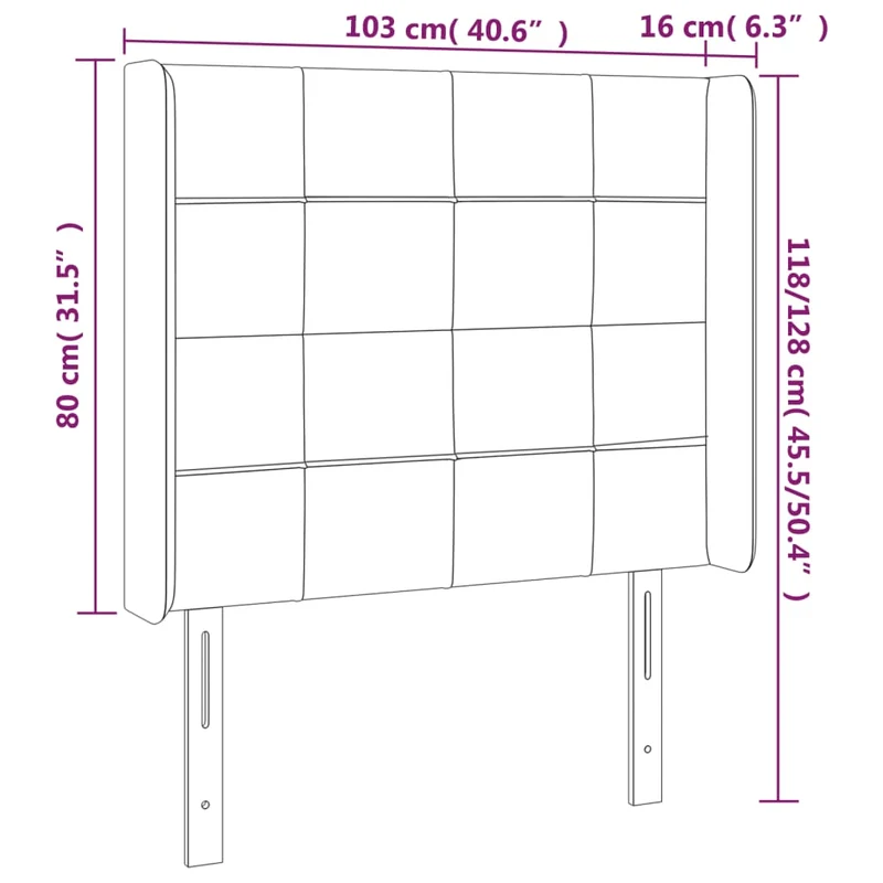Tête de lit accessoire couchage chambre à coucher meuble à LED 103 x 16 x 118/128 cm tissu velours gris clair TDL0201428