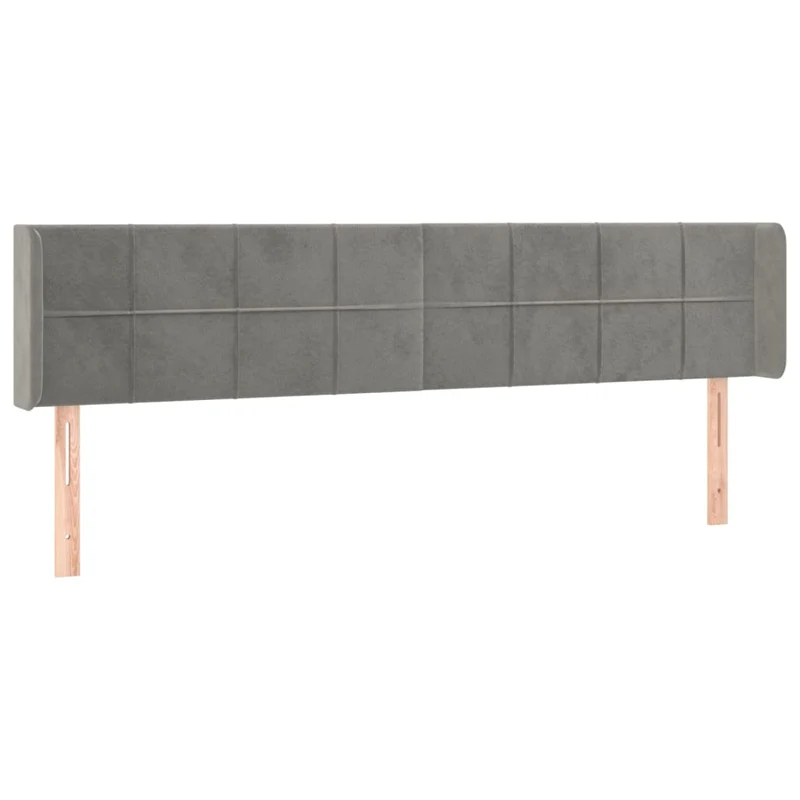 Tête de lit accessoire couchage chambre à coucher meuble à LED 203 x 16 x 78/88 cm tissu velours gris clair TDL0201285