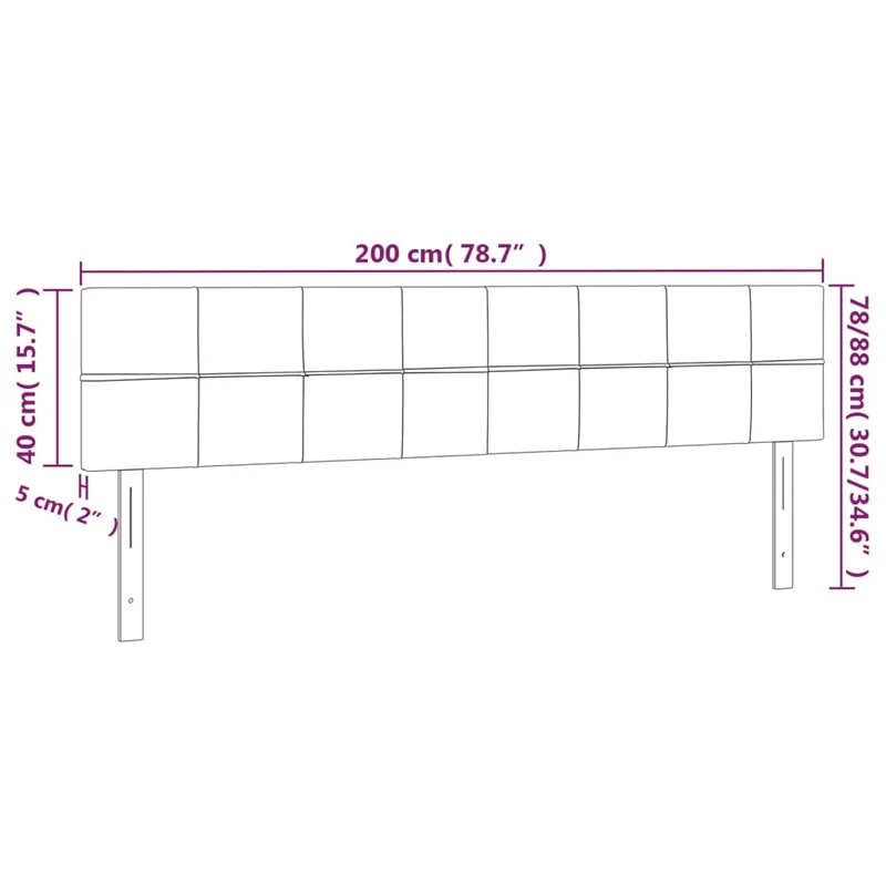 Tête de lit accessoire couchage chambre à coucher meuble 2 parties 100 x 5 x 78/88 cm tissu velours gris clair TDL0206443