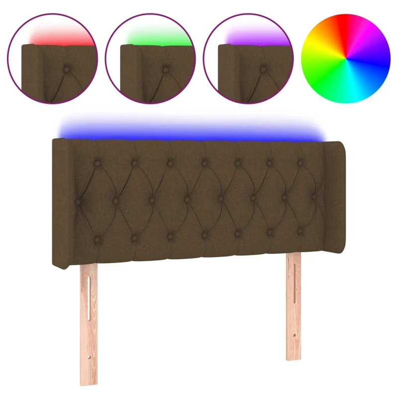 Tête de lit accessoire couchage chambre à coucher meuble à LED 93 x 16 x 78/88 cm tissu marron foncé TDL0200770
