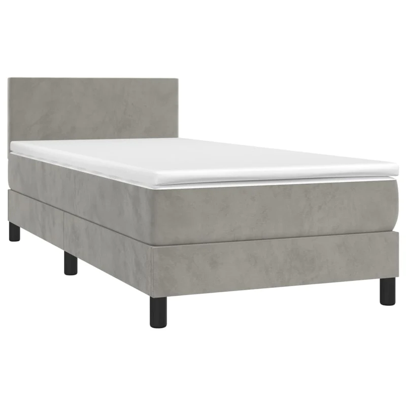 Cadre de lit LED avec sommier tête de lit matelas surmatelas 100x200 cm tissu velours gris clair TDL0207921