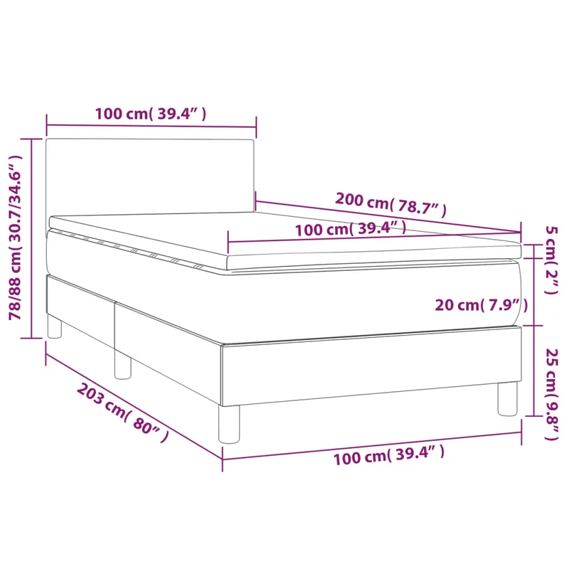 Cadre de lit LED avec sommier tête de lit matelas surmatelas 100x200 cm tissu velours gris clair TDL0207921