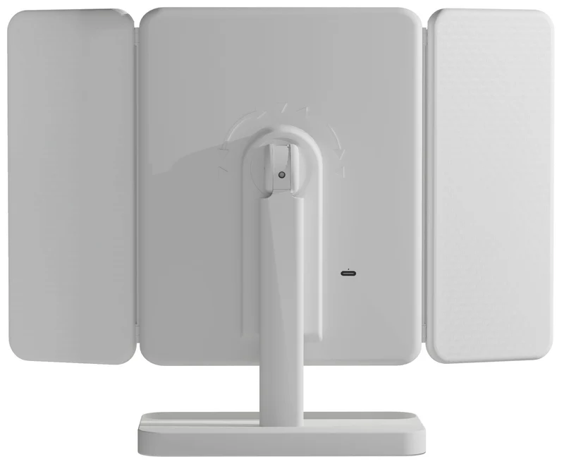 Miroir maquillage 3 volets éclairage réglable 3 couleurs de lumière LED plastique blanc 10_0008962