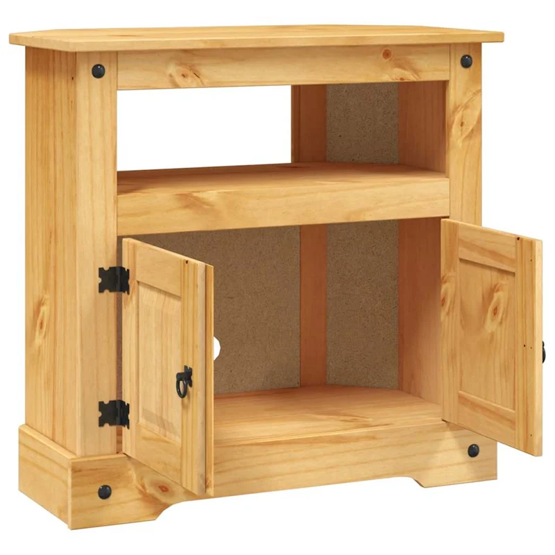 Meuble TV console avec une armoire et un compartiment 80 x 43 x 78 cm bois de pin massif DEC031991