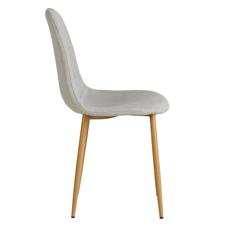 Chaise de salle à manger cuisine confortable et moderne en tissu gris pieds métal aspect bois CDS06004