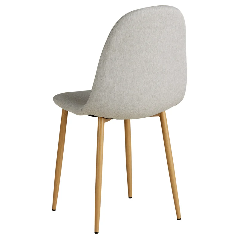 Chaise de salle à manger cuisine confortable et moderne en tissu gris pieds métal aspect bois CDS06004