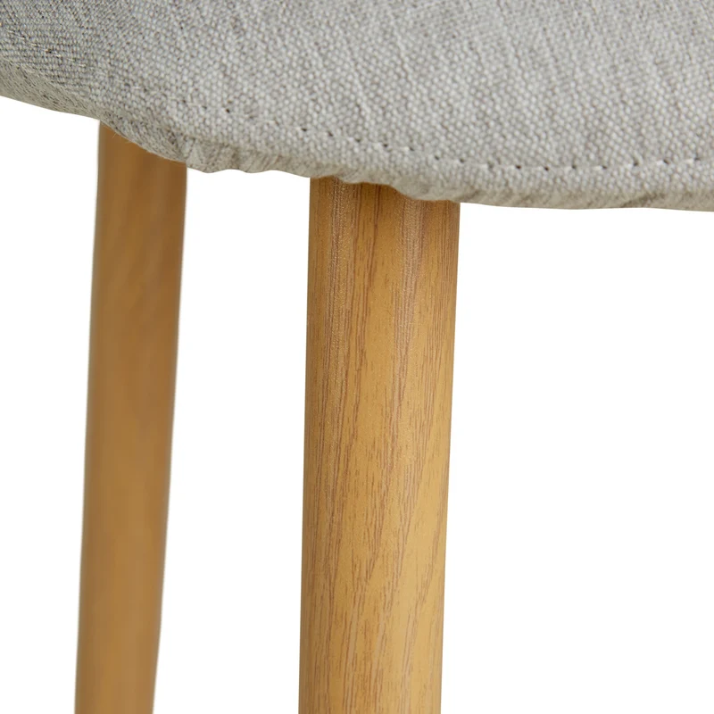 Chaise de salle à manger cuisine confortable et moderne en tissu gris pieds métal aspect bois CDS06004