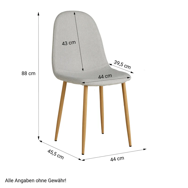 Lot de 2 chaises de salle à manger cuisine confortable et moderne en tissu gris pieds métal aspect bois CDS06104