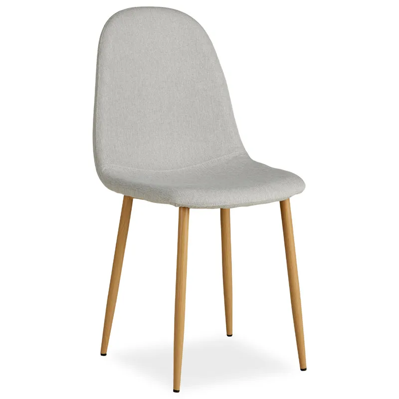 Lot de 4 chaises de salle à manger cuisine confortable et moderne en tissu gris pieds métal aspect bois CDS06204