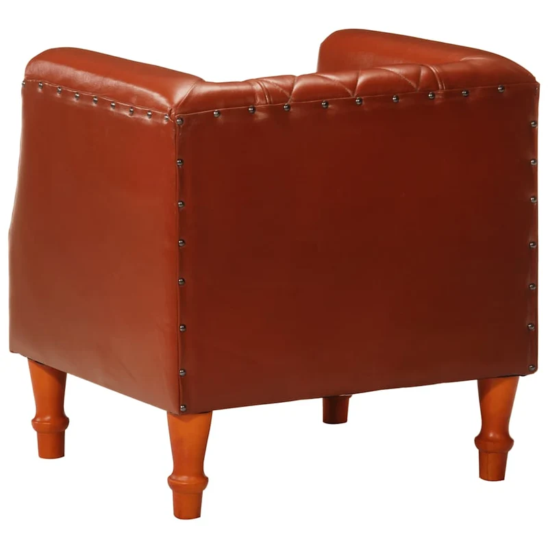 Fauteuil lounge assise confortable design moderne marron cuir véritable de chèvre DEC026460