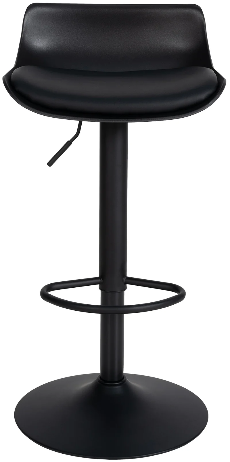 Tabouret de bar x1 avec repose-pieds hauteur réglable desing moderne en PVC noir et métal noir 10_0004536