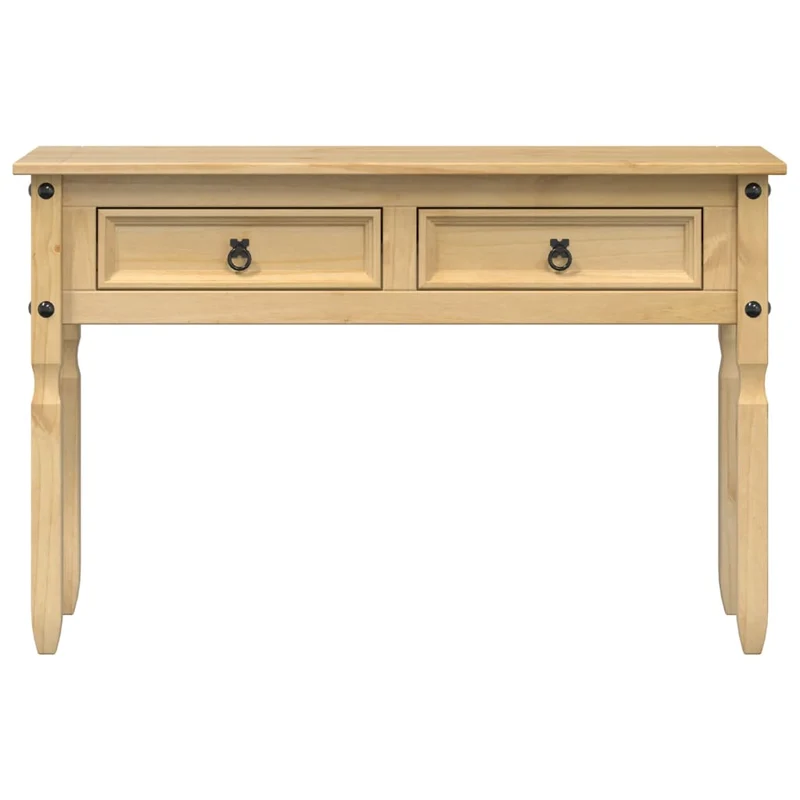 Table console design classique avec deux tiroirs 115 x 46 x 73 cm bois de pin massif DEC031970