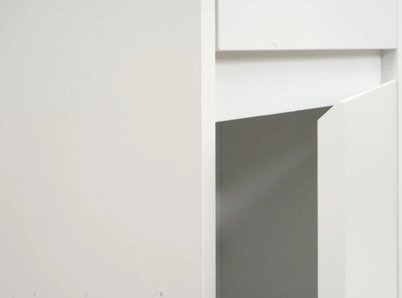 Élément mural meuble de salle de bain 2 portes 3 compartiments 160x33 cm MDF blanc 04_0008633
