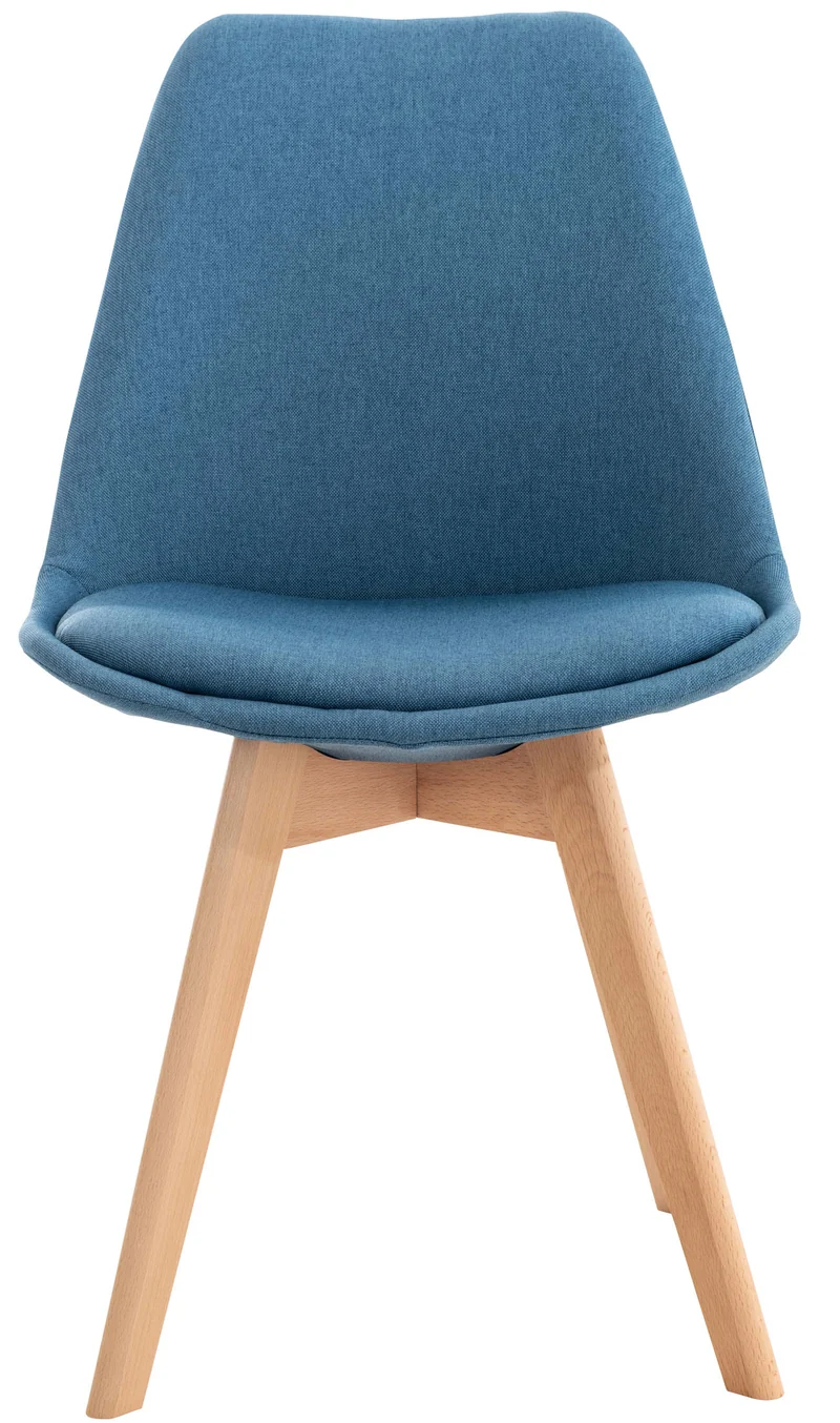Chaise de salle à manger x1 design scandinave en issu bleu et pieds en bois clair 10_0002291