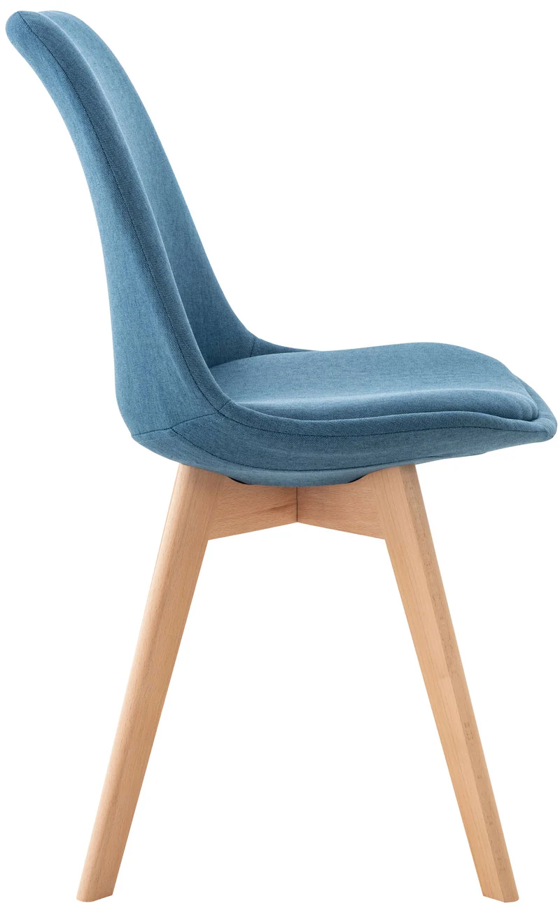 Chaise de salle à manger x1 design scandinave en issu bleu et pieds en bois clair 10_0002291