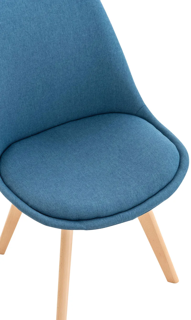 Chaise de salle à manger x1 design scandinave en issu bleu et pieds en bois clair 10_0002291
