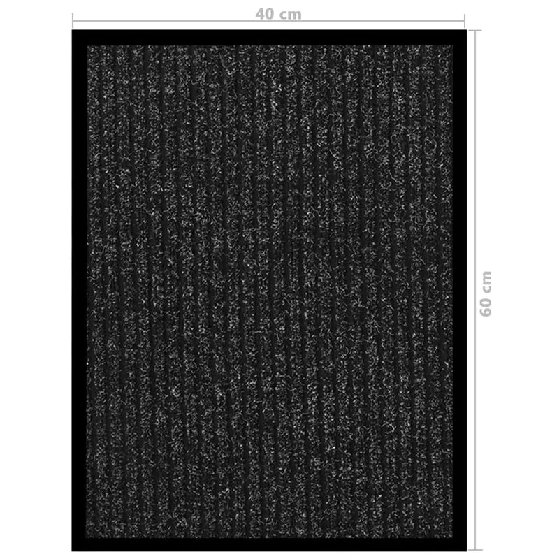 Paillasson rayé 40 x 60 cm feutre aiguilleté anthracite et vinyle antidérapant DEC040635
