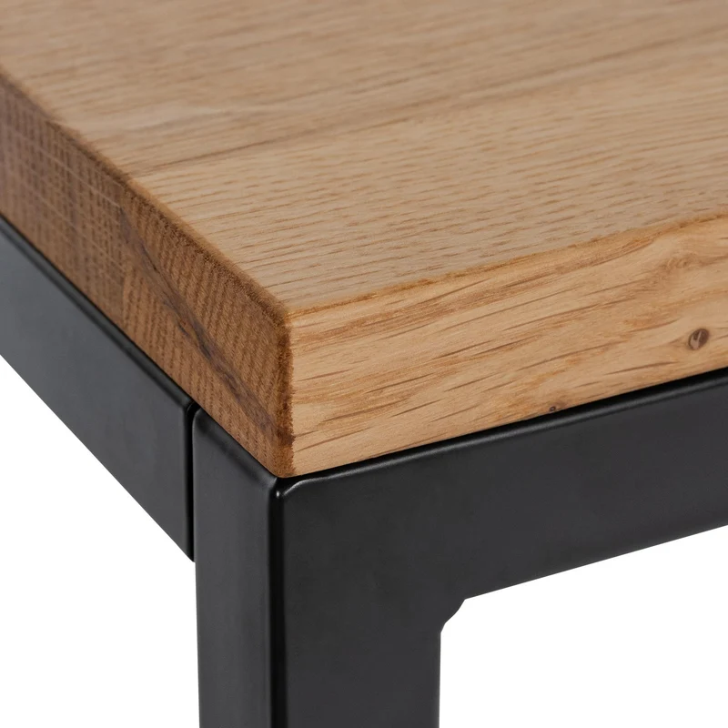 Table d'appoint en forme de C rectangulaire 46x25x63 cm bois couleur chêne et métal thermolaqué noir 10_0009135