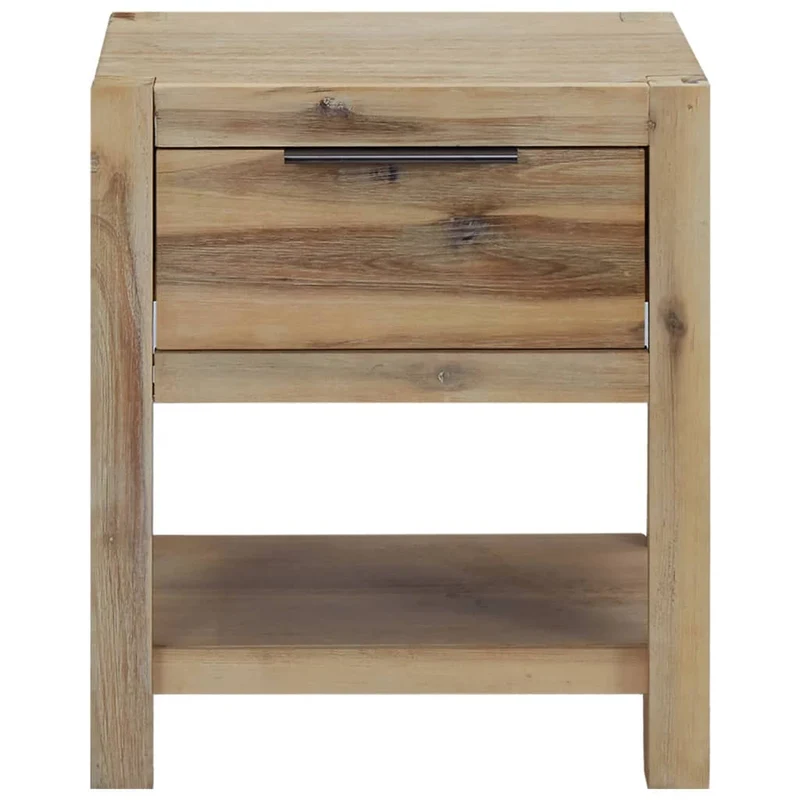 Table de chevet avec tiroir et étagère 40 x 30 x 48 cm bois d'acacia solide DEC033285