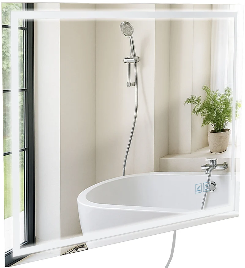 Miroir de salle de bain intensité lumineuse est réglable 60x80 cadre en métal clair 10_0009105