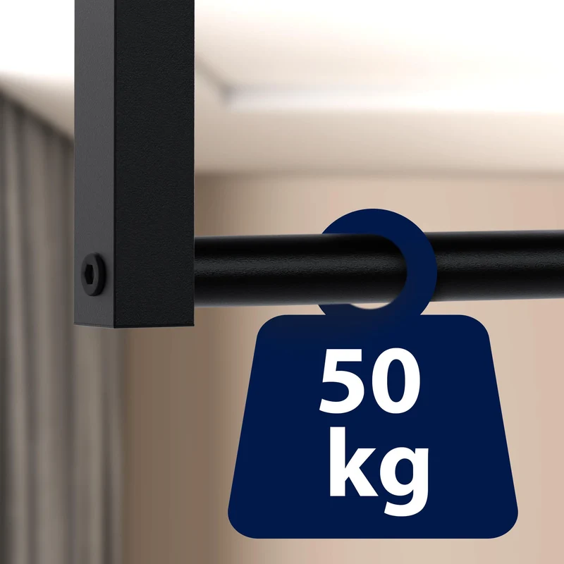 Tringle à vêtements suspendue porte-manteau 60x60 cm acier thermolaqué noir 10_0008981