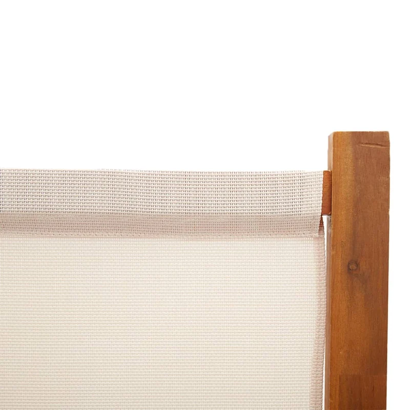 Paravent séparateur de pièce cloison 6 panneaux 420 x 180 cm textilène crème et bois DEC031070