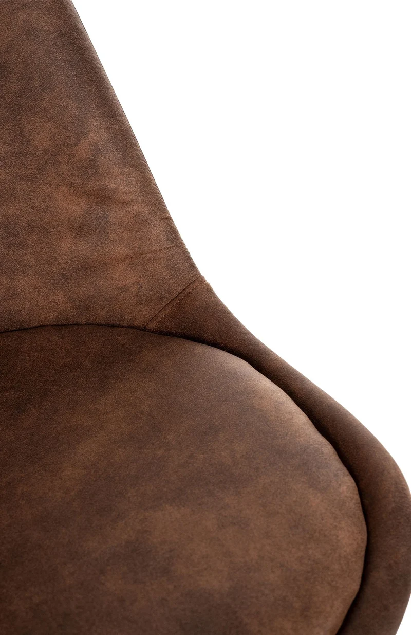 Chaise de salle à manger x1 design scandinave en plastique et PVC marron et pieds en bois clair 10_0002296
