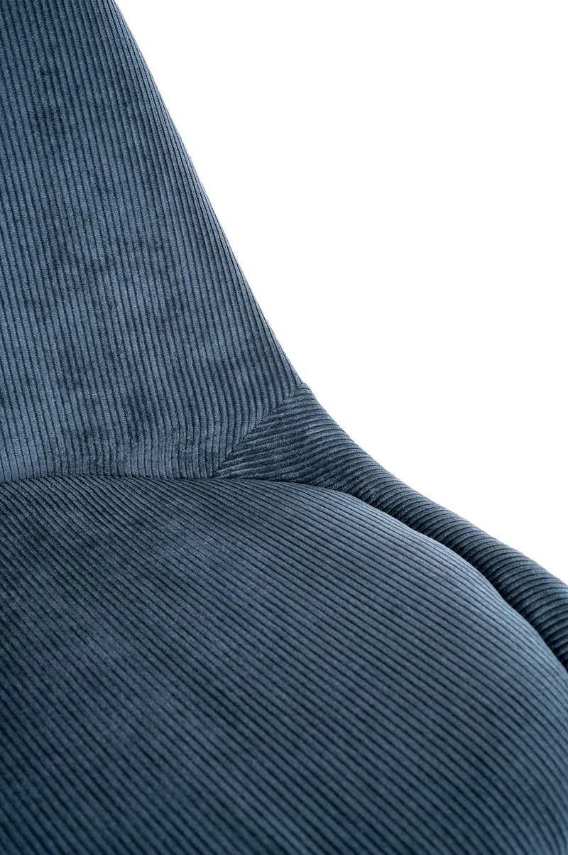 Chaise de salle à manger x1 design scandinave en velours côtelé bleu et pieds en bois clair 10_0002279