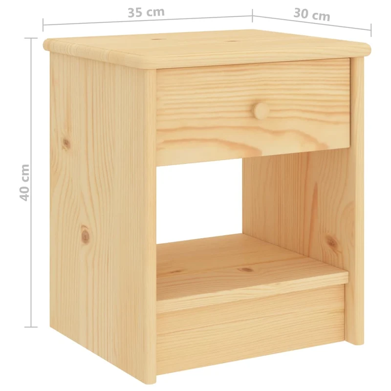 Table de chevet avec tiroir et compartiment ouvert 35 x 30 x 40 cm bois de pin DEC034339