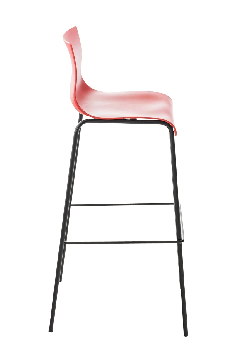 Tabourets de bar x2 en plastique rouge cadre métallique noir doré à quatre pieds style chic et moderne 10_0006195