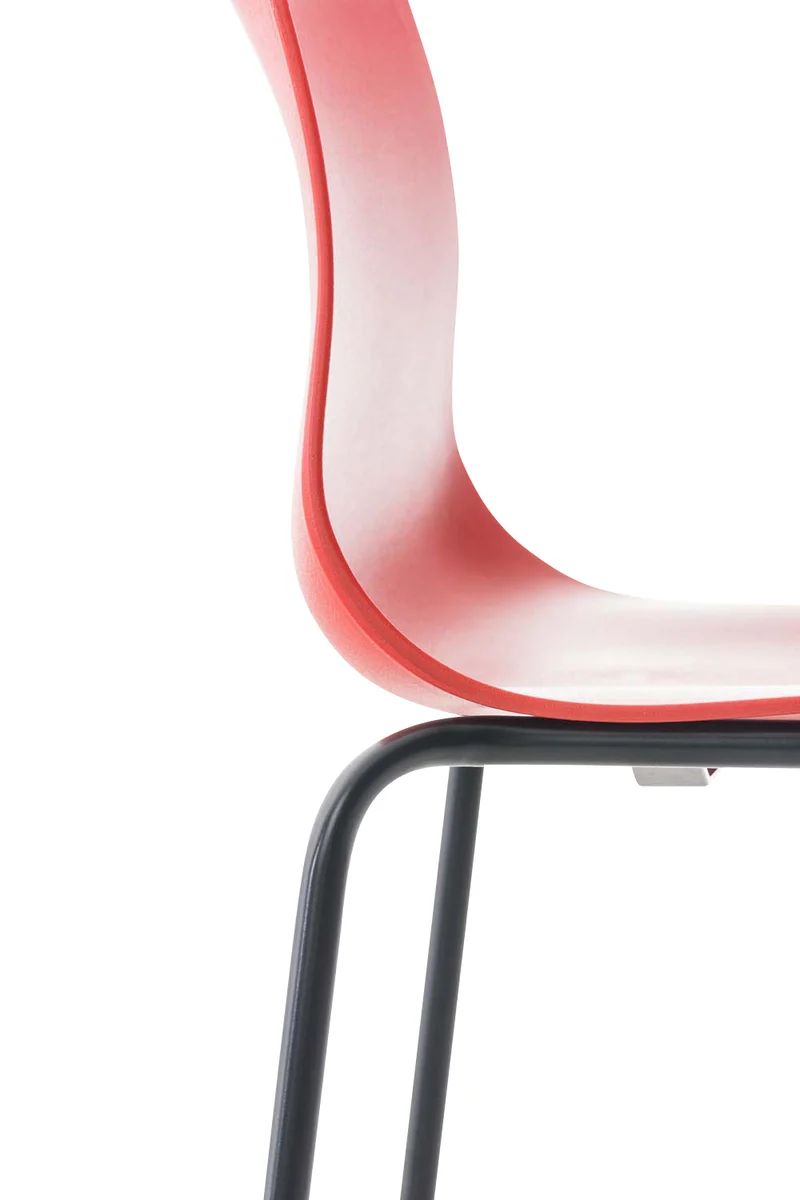 Tabourets de bar x2 en plastique rouge cadre métallique noir doré à quatre pieds style chic et moderne 10_0006195