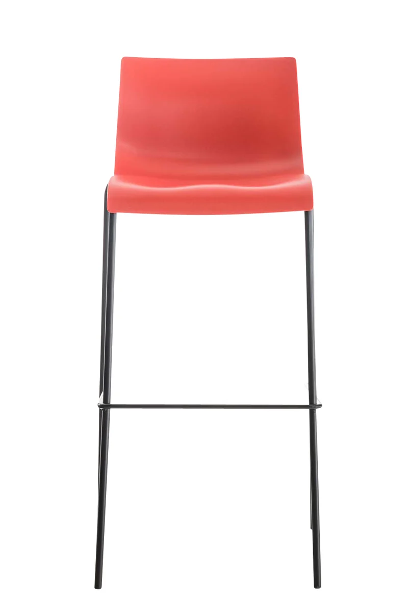 Tabourets de bar x2 en plastique rouge cadre métallique noir doré à quatre pieds style chic et moderne 10_0006195