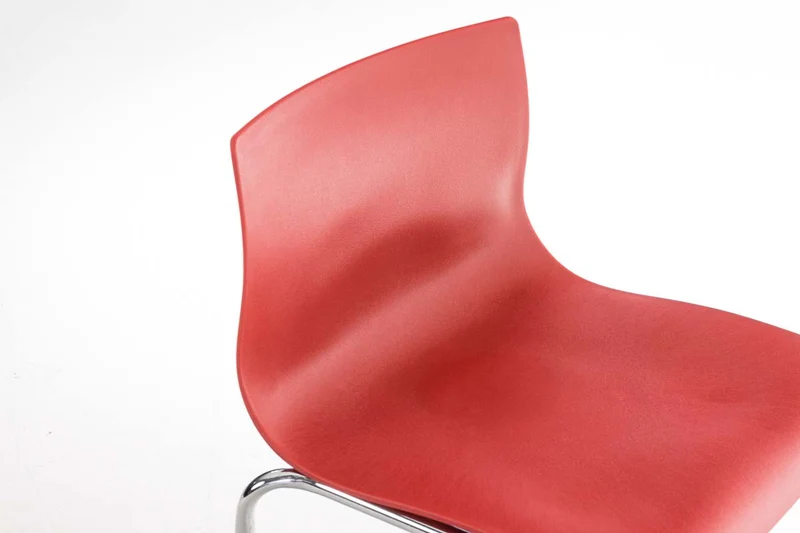 Tabourets de bar x2 en plastique rouge cadre métallique doré à quatre pieds style chic et moderne 10_0006194