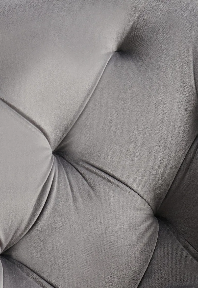 Chaise de salle à manger x1 assise pivotante en velours gris foncé motif matelassé cadre métal 10_0007398