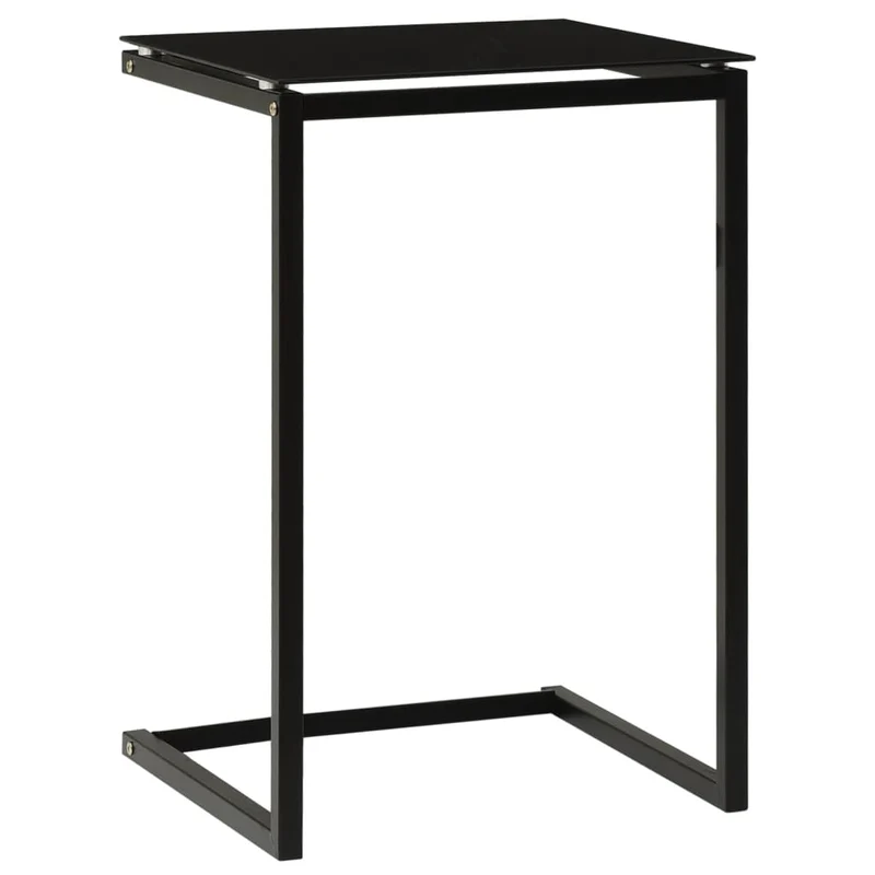 Table d'appoint bout de canapé 40 x 40 x 60 cm verre trempé noir et acier DEC032485