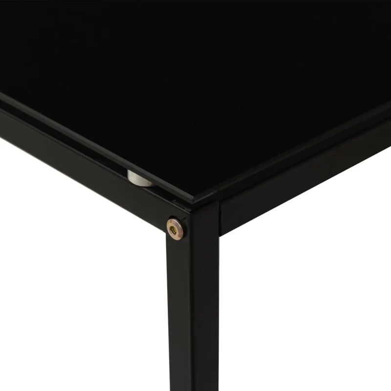 Table d'appoint bout de canapé 40 x 40 x 60 cm verre trempé noir et acier DEC032485