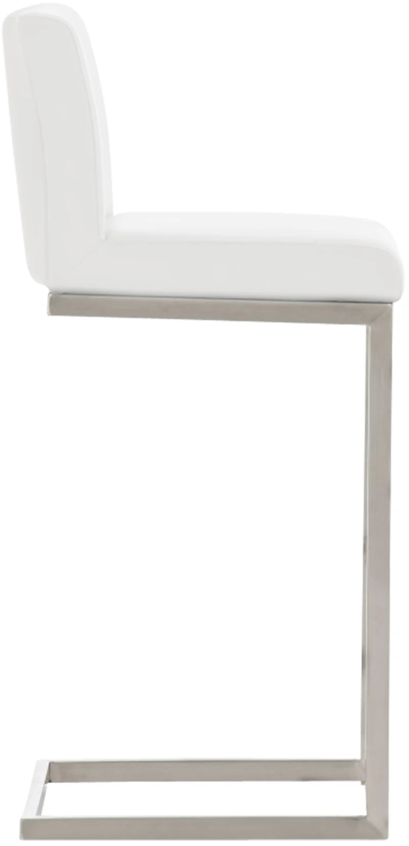 Tabouret de bar x1 design moderne support en acier inoxydable assise en PVC blanc 10_0005318
