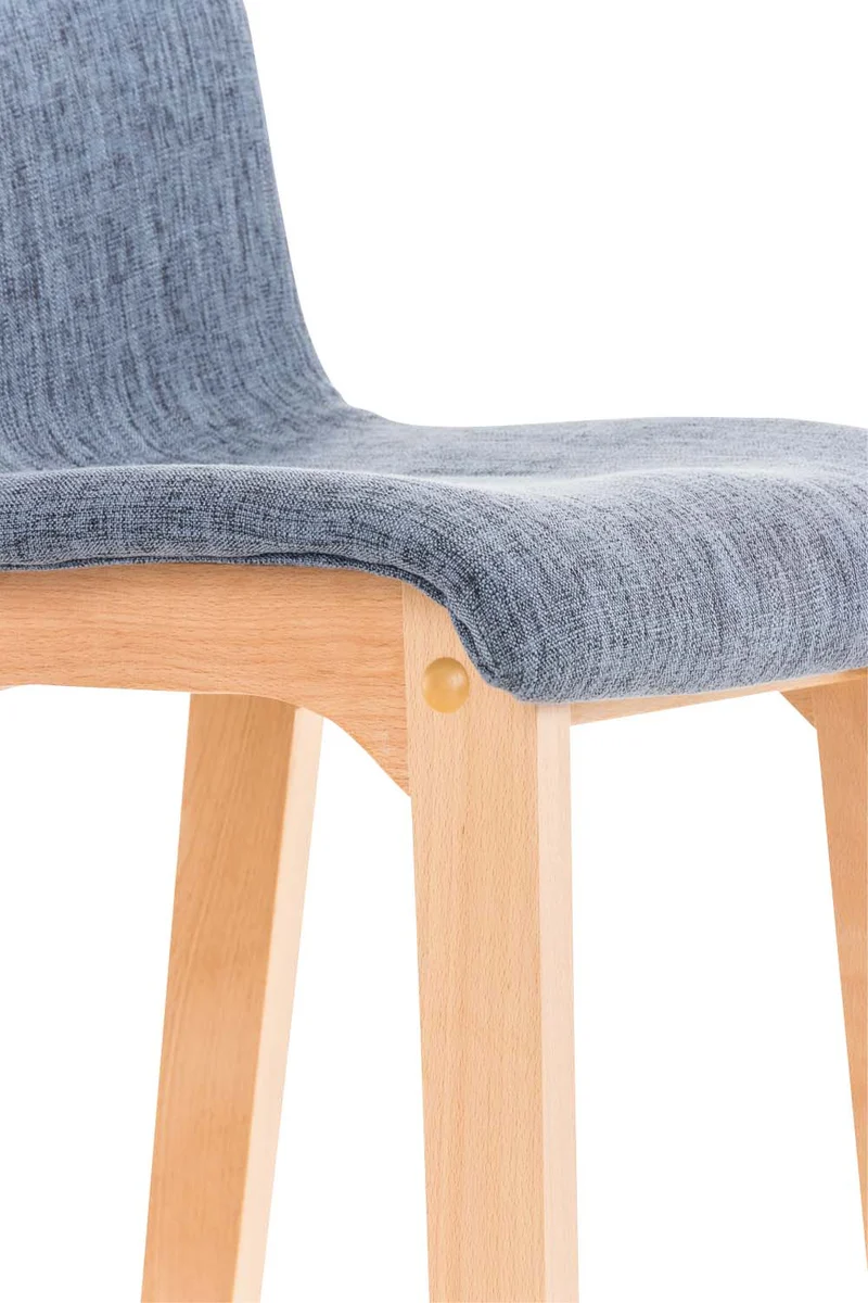 Lot de 2 tabourets de bar design avec structure de 4 pieds en bois et assise en tissu bleu 10_0004209